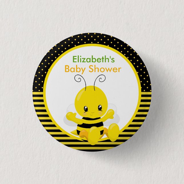 Sweet Baby Bee Baby Shower Button (Front)