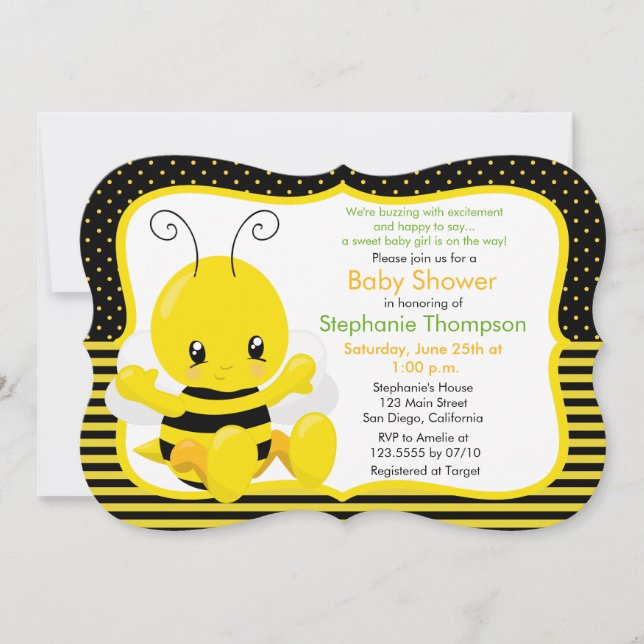 Sweet Baby Bee Baby Shower Invitation (Front)