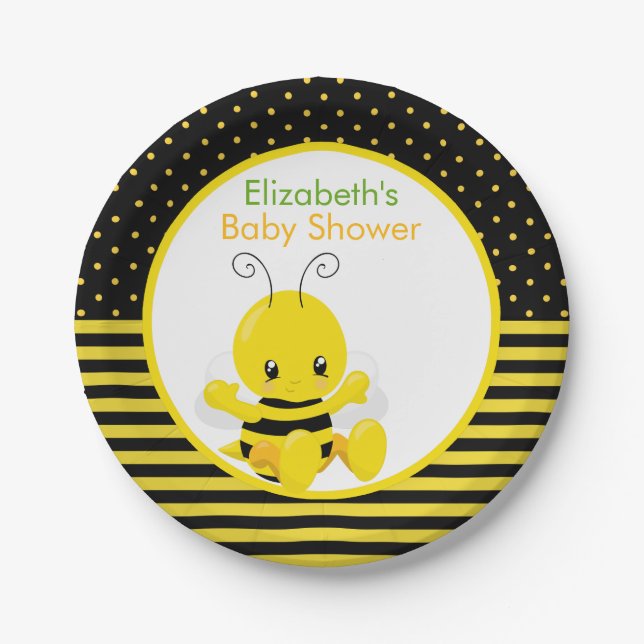 Sweet Baby Bee Baby Shower Paper Plate (Front)