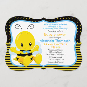 Sweet Baby Bee Boy Baby Shower Invitation