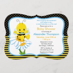 Sweet Baby Bee Boy Baby Shower Invitation