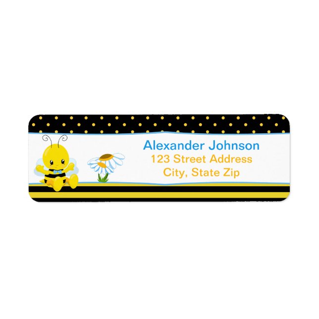 Sweet Baby Bee Boy Return Address Labels (Front)