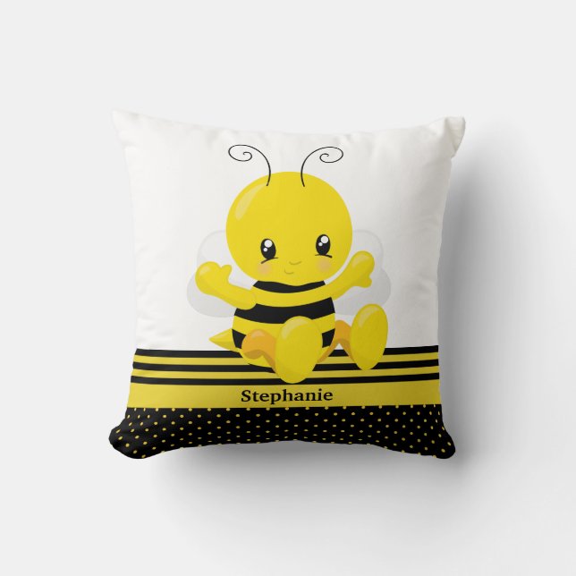 Sweet Baby Bee Custom Name Cushion (Front)