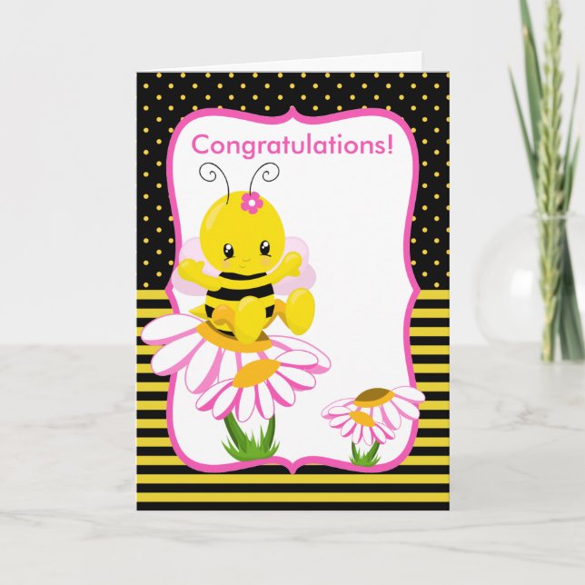 Sweet Baby Bee Girl Greeting Card (Front)