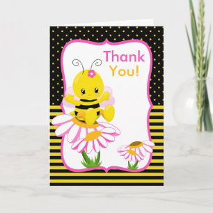 Sweet Baby Bee Girl Thank You Card