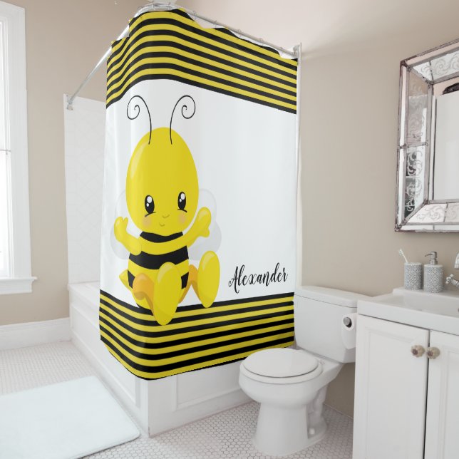 Sweet Baby Bee Shower Curtain (In Situ)