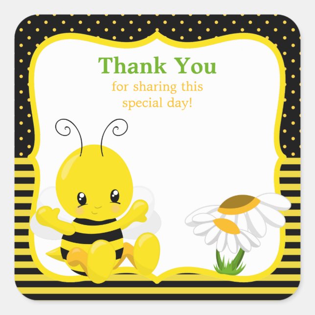 Sweet Baby Bee Thank You Sticker (Front)
