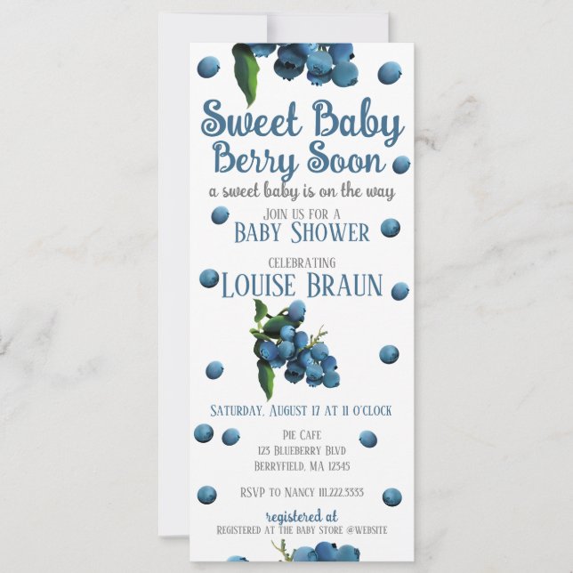Sweet Baby Berry Soon Baby Shower Invitation (Front)