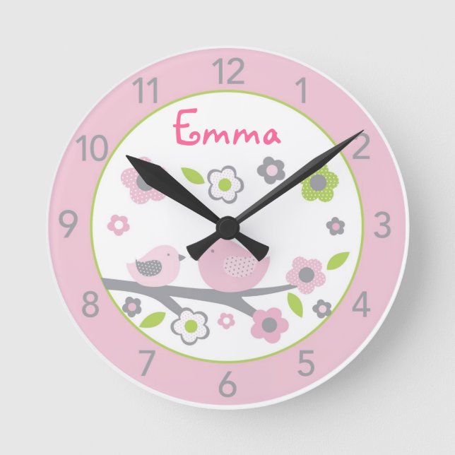 Sweet Baby Bird Personalised Nursery Wall Clock (Front)