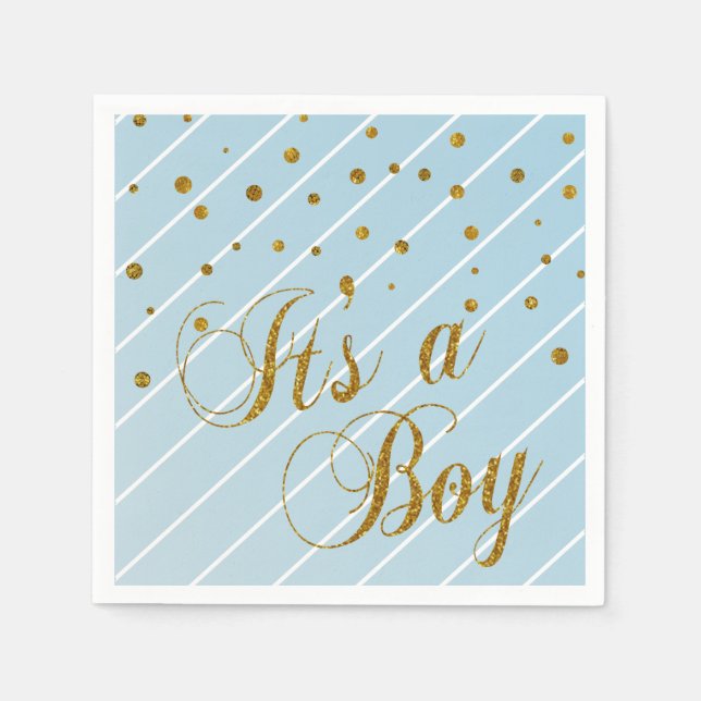 Sweet Baby Blue and Gold Confetti Napkin (Front)
