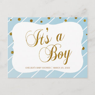 Sweet Baby Blue and Gold Confetti - RSVP 2 Postcard