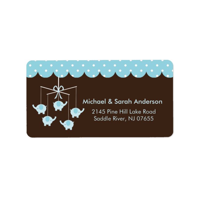 Sweet Baby Blue Elephant Mobile Address Label (Front)