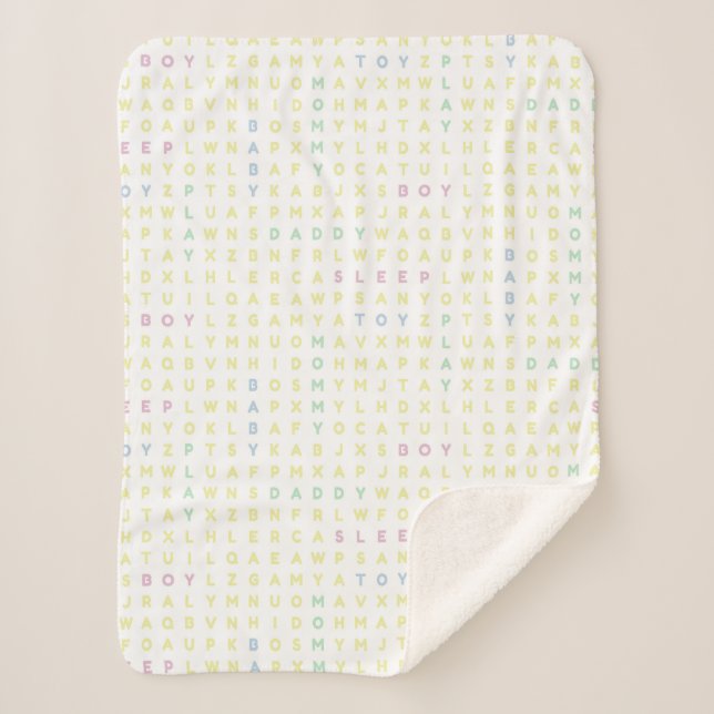 Sweet Baby Boy Alphabet ABCs Traditional Colours Sherpa Blanket (Front)
