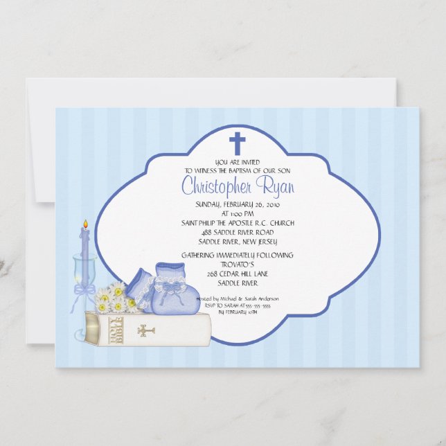 Sweet Baby Boy Baptism Inviation Invitation (Front)