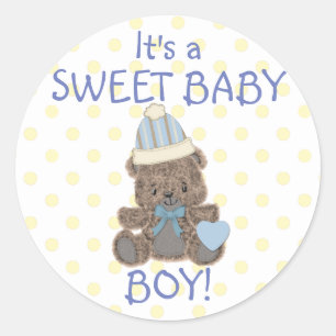 Sweet Baby Boy Bear Classic Round Sticker