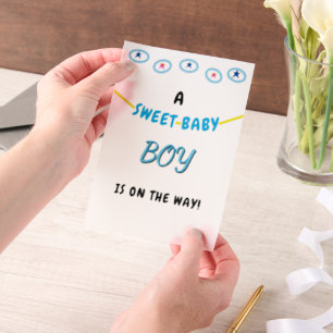Sweet Baby Boy Blue Baby Shower Vellum Invitations