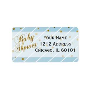 Sweet Baby Boy  Blue & Gold Confetti   Baby Shower Label