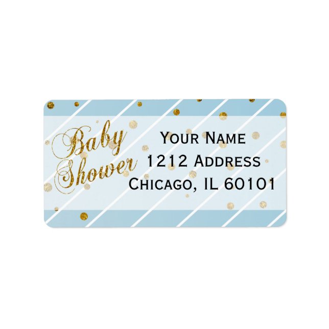 Sweet Baby Boy  Blue & Gold Confetti | Baby Shower Label (Front)