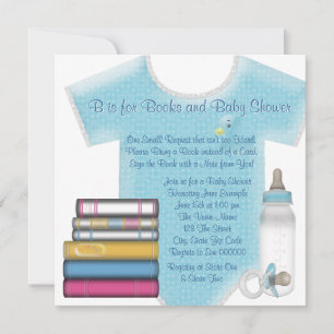 Sweet Baby Boy Bring A Book Baby Shower Invitation