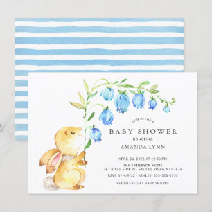 Sweet Baby Boy Bunny Baby Shower Invitation