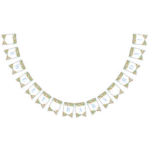 Sweet Baby Boy Citrus Powder Blue Baby Shower Bunting