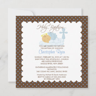Sweet Baby Boy & Cross Holy Baptism Inviation Invitation
