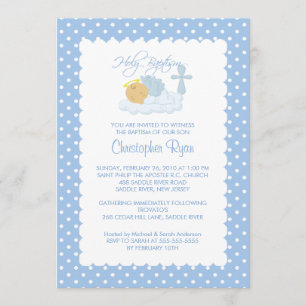 Sweet Baby Boy & Cross Holy Baptism Inviation Invitation