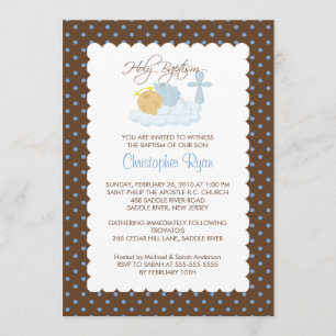 Sweet Baby Boy & Cross Holy Baptism Inviation Invitation