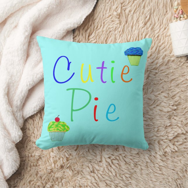 Sweet Baby Boy Cutie Pie Yellow Blue Cupcakes Cushion (Blanket)