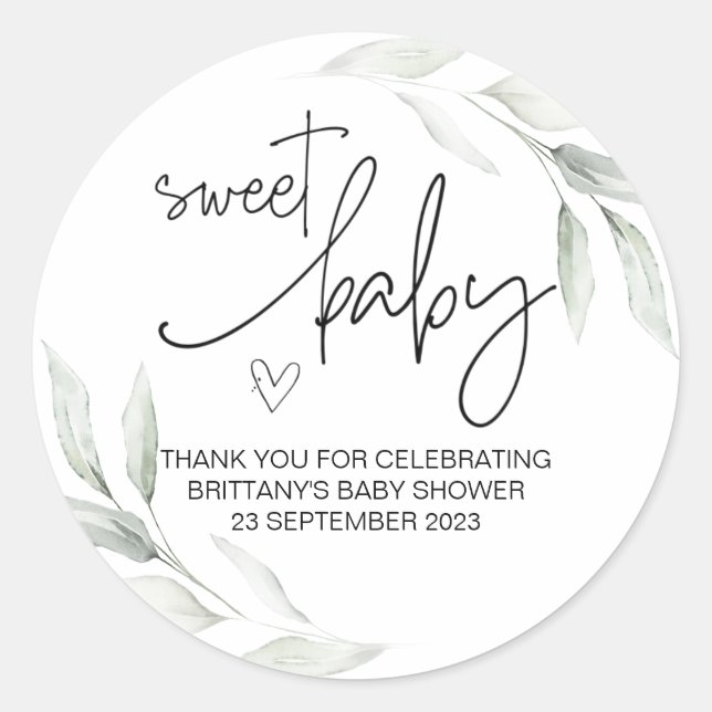 Sweet Baby Boy Girl Cute Baby Shower Party Favour  Classic Round Sticker (Front)