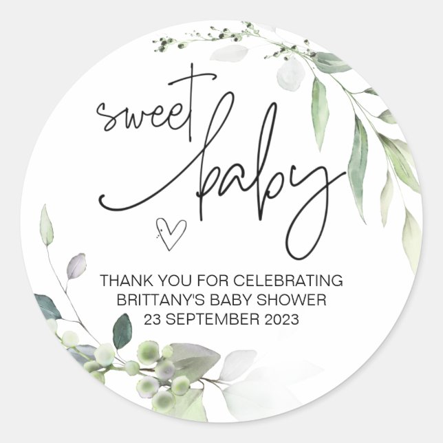 Sweet Baby Boy Girl Cute Baby Shower Party Favour  Classic Round Sticker (Front)