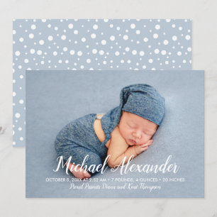 Sweet Baby Boy Photo Birth Announcements