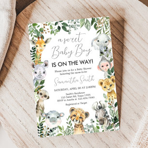 Sweet Baby Boy Safari Baby Shower Invitation