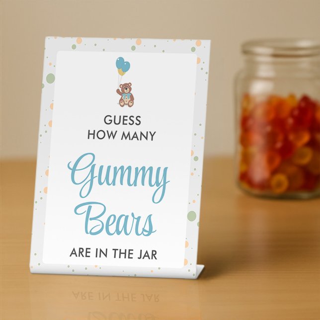 Sweet Baby Boy Shower Gummy Bear Guessing Game Pedestal Sign (Creator Uploaded)