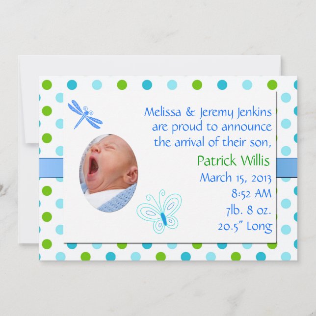 Sweet Baby Boy's Birth Announcement (Front)