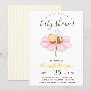 Sweet Baby Bumble Bee,Stripes Baby Shower  Invitation