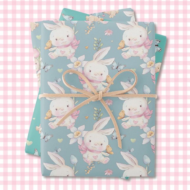 Sweet Baby Bunny 3 Giftwrap Gender Neutral Wrapping Paper Sheet (Creator Uploaded)
