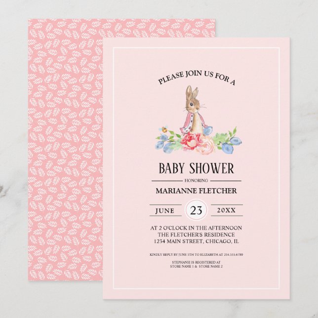Sweet Baby Bunny | Rabbit Baby Shower Invitation (Front/Back)
