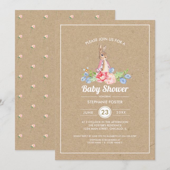 Sweet Baby Bunny | Rabbit Baby Shower  Invitation (Front/Back)