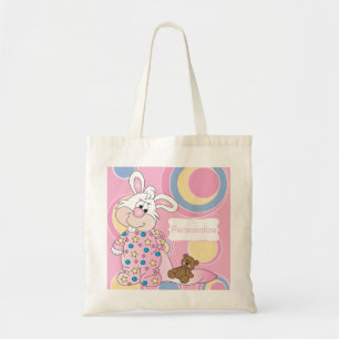 Sweet Baby Bunny with Pink Dots Tote Bag