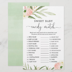 Sweet baby candy match shower game pink greenery