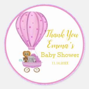 Sweet Baby Carriage Hot Air Balloon Thank You Classic Round Sticker