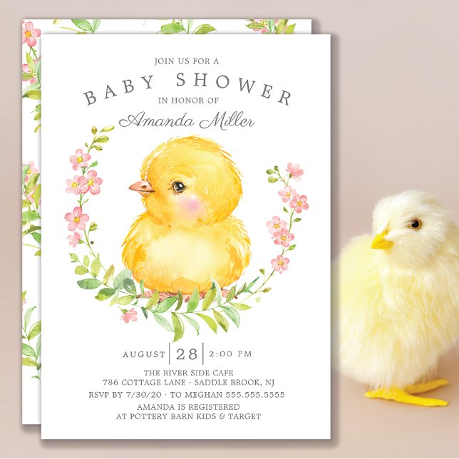 Sweet Baby Chick Girls Baby Shower Invitation (Creator Uploaded)
