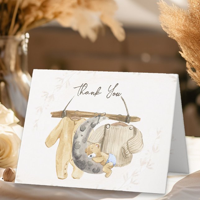 Sweet Baby Clothes Gender Neutral Baby Shower Thank You Card (Thank you cards - from my Baby Clothes Baby Shower Collection)