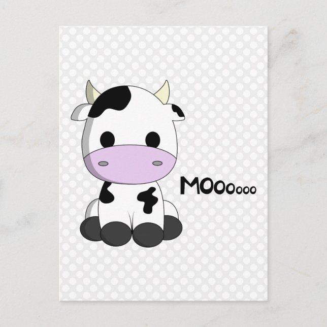 Sweet baby cow cartoon kawaii kids postcard (Front)