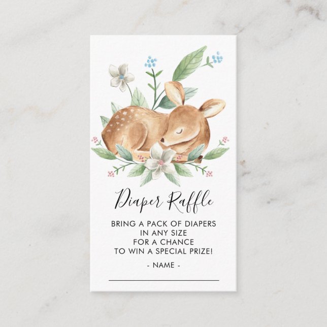 Sweet Baby Deer Diaper Raffle Ticket Enclosure Card (Front)
