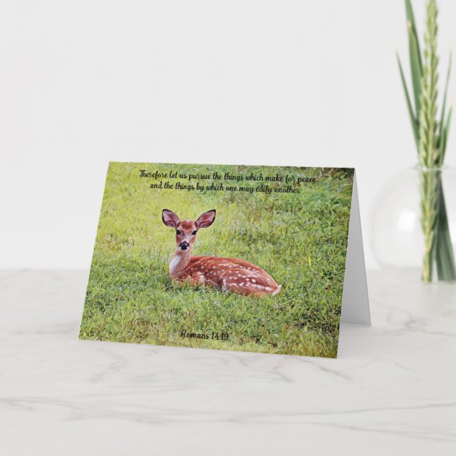 Sweet Baby Deer Fawn Art Bible Verse Card (Front)