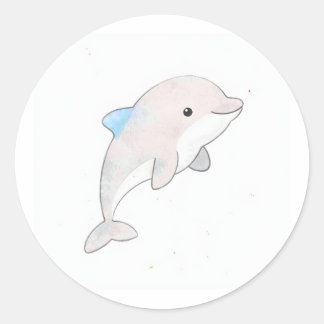 Sweet Baby Dolphin Watercolor Illustration Sticker