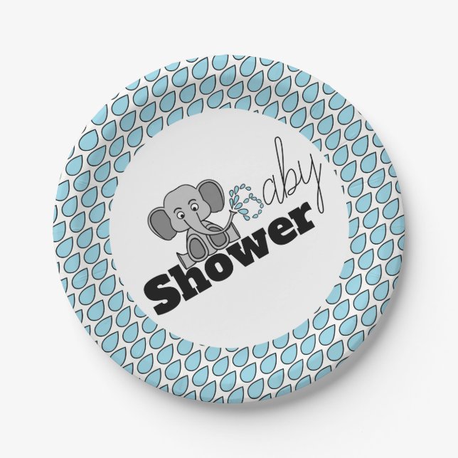 Sweet Baby Elephant, Baby Shower Paper Plate (Front)
