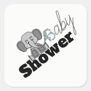 Sweet Baby Elephant, Baby Shower Square Sticker